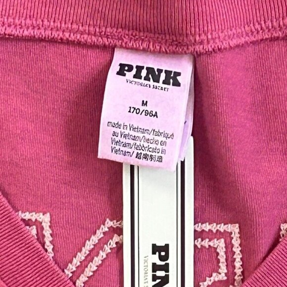 Victoria's Secret Pink Ace Cotton V-Neck Long Sleeve Tee Color Grape/Ruby Medium - Picture 5 of 5